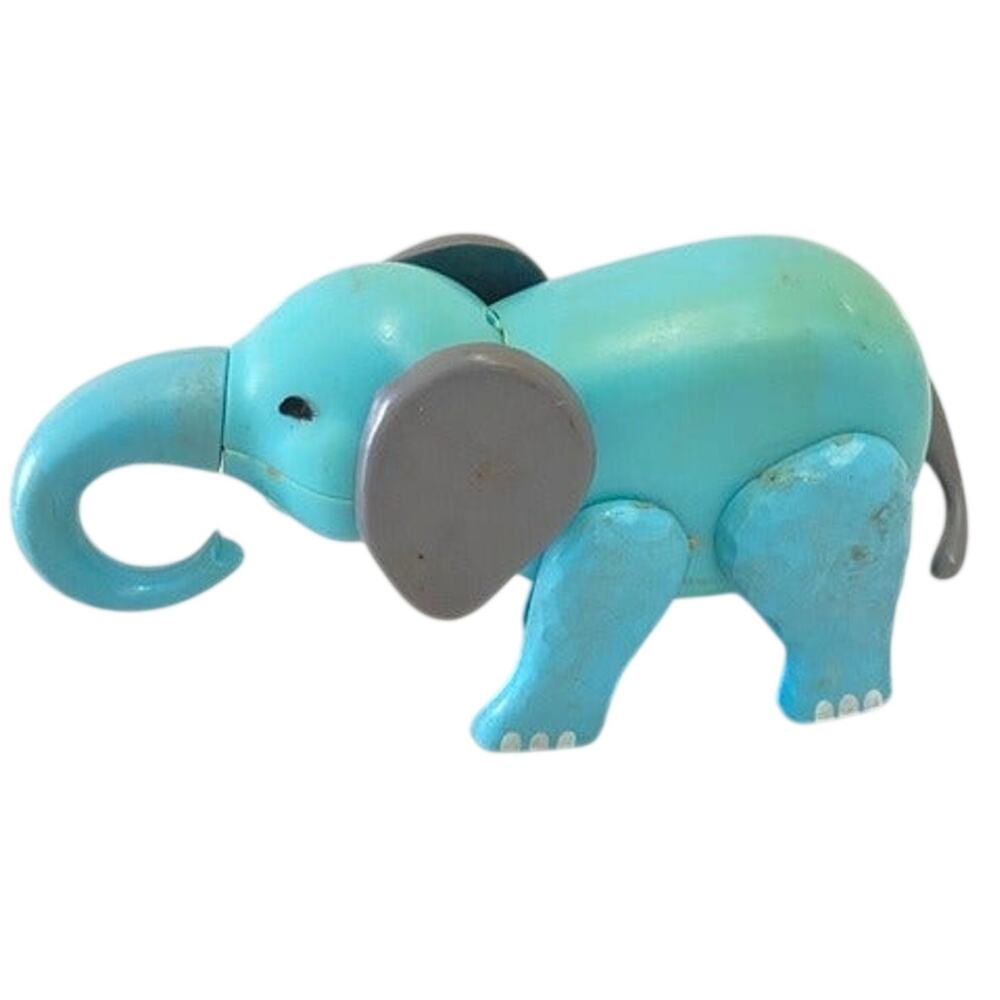 FISHER-PRICE 1970S LITTLE PEOPLE Blue Elephant Movable Legs Vintage Toy